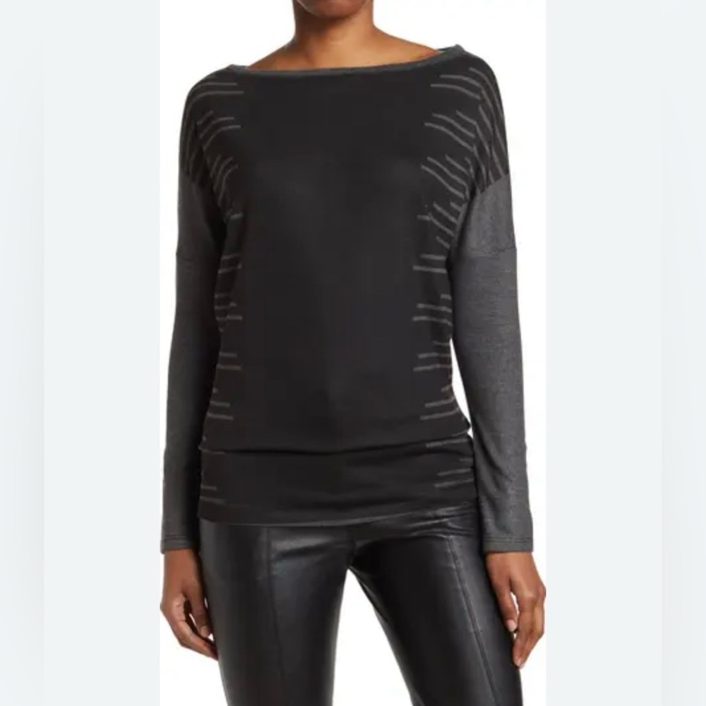 Go Couture Black and Gray Women's Top